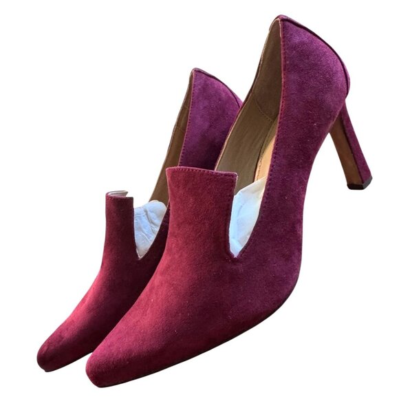 Donald Pliner Burgundy Suede Pointed Toe Heels Womens Size 7.5M - Picture 1 of 7